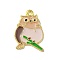 Alloy Enamel Pendants, Golden, Owl Charm, BurlyWood, 24x16.5x1.3mm, Hole: 1.6mm