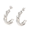 Brass Micro Pave Clear Cubic Zirconia Stud Earrings for Women, Spiral Letter C, Platinum, 24.5x6mm
