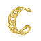 Stainless Steel Curb Chain Style Cuff Rings, for Women Men, Real 18K Gold Plated, 10mm, Inner Diameter: 21mm
