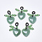 Natural Green Aventurine Pendants, with Braided Nylon Cord, Heart, 45~50mm, Hole: 5~7mm