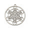 Non-Tarnish 304 Stainless Steel Pendants, Laser Cut, Metatron Cube Charm, Stainless Steel Color, 43x40x1.5mm, Hole: 2.5mm