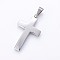 Tarnish Resistant 304 Stainless Steel Pendants, Cross, Stainless Steel Color, 42x25x3.5mm, Hole: 10x5mm