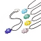 Handmade Lampwork Hanmsa Hand with Evil Eye Pendant Necklaces, Waxed Cord Choker Necklace with Iron Lobster Claw Clasp & Chain Extender for Women, Mixed Color, 16-7/8 inch(43cm)