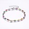 304 Stainless Steel Link Bracelets, with Lobster Claw Clasps and Enamel, Stainless Steel Color, 7-7/8 inch(20cm), 4.5x2mm