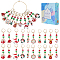 Christmas Theme Alloy Enamel Rhinestone Pendant Locking Stitch Markers, with Transparent Glass Beads, 304 Stainless Steel Leverback Earring Stitch Marker, Hat/Bell/Snowflake, Golden, 4.7~5.3cm, 10 style, 2pcs/style, 20pcs/set