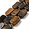 Natural Tiger Eye Beads Strands, with Seed Beads, Rectangle, 12~17.5x9.5~13x5~7.5mm, Hole: 1mm, about 25pcs/strand, 15.94''~16.14''(40.5~41cm)