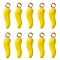 Alloy Enamel Pendants, Cadmium Free & Nickel Free & Lead Free, Light Gold, Hot Horn of Plenty/Italian Horn Cornicello Charms, Gold, 21x6x6mm, Hole: 2mm