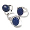 Natural Lapis Lazuli Oval Adjustable Rings, Lead Free & Cadmium Free, Silver Plated Brass Finger Rings for Women Men, Oval: 18x14mm, Inner Diameter: 18mm