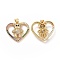 Brass Micro Pave Colorful Cubic Zirconia Pendants, Cadmium Free & Lead Free, Heart with Bear Charms, Golden, 22x24x5.5mm, Hole: 3x3.5mm