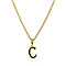 304 Stainless Steel Black Enamel Initial Pendant Twisted Chain Necklaces, Golden, Letter C, 15.75 inch(40cm)
