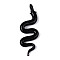 Handmade Lampwork Big Pendants, Snake, Black, 67~70x23~25x8.5~10mm, Hole: 4~5.5x3.5~5mm