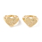 Adjustable Brass Micro Pave Cubic Zirconia, Long-Lasting Plated, Clear & Green, Heart, Real 18K Gold Plated, 2.5~14mm, Inner Diameter: 17.5mm