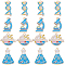 16Pcs 4 Styles Alloy Enamel Pendants, Golden, Chemical Molecules & DNA & Microscope & Test Tube Cup, Light Sky Blue, 21~28x12~26x1.5mm, Hole: 1.6~1.8mm, 4pcs/style
