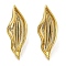 Brass Stud Earrings, Leaf, Golden, 34x13mm