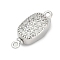 Brass Micro Pave Clear Cubic Zirconia Box Clasps, Cadmium Free & Nickel Free & Lead Free, with Glass, Oval, Platinum, 18x7.5x6mm, Hole: 1.4mm and 1.2mm