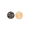 Zinc Alloy Enamel Pendants, Flat Round with Word, Light Gold, 24x21x1.5mm, Hole: 1.5mm