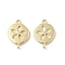Brass Connector Charms, Cadmium Free & Lead Free, Flat Round with Hollow Flower, Real 18K Gold Plated, 21x15x3.5mm, Hole: 1.5mm