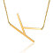 201 Stainless Steel Initial Pendants Necklaces, with Cable Chains, Letter, Letter.K, 17.3~18.3 inch(44~46.5cm)x1.5mm, LetterK: 37.5x21x1mm