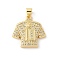 Brass Micro Pave Cubic Zirconia Pendants, Clothes, Rack Plating, Cadmium Free & Lead Free, Long-Lasting Plated, Real 18K Gold Plated, 20.5x20x4mm, Hole: 3.5x3.5mm
