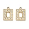 304 Stainless Steel Micro Pave Cubic Zirconia Pendants, Ion Plating(IP), Real 18K Gold Plated Charms, Rectangle, 11x7.5x2mm, Hole: 1.2mm