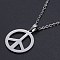 Non-Tarnish 201 Stainless Steel Pendants Necklaces, with Cable Chains and Lobster Claw Clasps, Peace Sign, Stainless Steel Color, 17.71 inch(45cm), 1.5mm