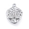 Brass Pave Clear Cubic Zirconia Charms, Cadmium Free & Nickel Free & Lead Free, Nuggets with Butterfly, Platinum, 13x10x2mm, Hole: 1mm