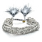 Faceted Glass Braided Bead Bracelets, Adjustable Tassel Woven Multi-strand Bracelets for Women, Gray