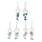 3Pair 3 Style Natural & Synthetic Mixed Gemstone & Shell Dangle Earrings, 58~64x17.5~23.5mm, 1 Pair/style