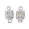 Brass Micro Pave Cubic Zirconia Connector Charms, Cadmium Free & Nickel Free & Lead Free, Cube with Flower, Platinum, 13x6x6mm, Hole: 1.2mm