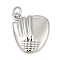 Brass Pendants, Bench with Heart Charms, with Jump Ring, Cadmium Free & Lead Free, Rack Plating, Long-Lasting Plated, Platinum, 19x16x3mm, Hole: 3.2mm