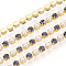 Brass Rhinestone Strass Chains, Cadmium Free & Lead Free, with ABS Plastic Imitation Pearl, Rhinestone Cup Chain, Grade A, Raw(Unplated), Tanzanite, 2x2mm, 4000pcs rhinestone/bundle, about 32.8 Feet(10m)/bundle