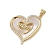 Brass Micro Pave Clear Cubic Zirconia Pendants, Cadmium Free & Lead Free, with Shell Charms, Mother's Day Collection, Real 18K Gold Plated, Heart, 25x23.5x3.5mm, Hole: 3.5x4mm