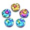 201 Stainless Steel Pendants, Cadmium Free & Nickel Free & Lead Free, Water Ripple, Flat Round, Rainbow Color, 22x3mm, Hole: 1.2mm