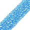 Electroplate Glass Beads Strands, AB Color Plated, Faceted, Rondelle, Deep Sky Blue, 3.5~3.8x3mm, Hole: 0.4mm, about 105~110pcs/strand, 29~31cm