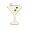 Brass Micro Pave Cubic Zirconia with Enamel Pendants, Goblet, Cadmium Free & Lead Free, Long-Lasting Plated, Rack Plating, Real 18K Gold Plated, White, 26x17.5x3mm, Hole: 1.6mm