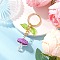 Glass Seed & Glass & Transparent Acrylic Keychian, with Iron Split Key Rings, Mushroom, Golden, Medium Orchid, 80mm