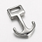 Non-Tarnish 304 Stainless Steel Anchor Hook Clasps, For Leather Cord Bracelets Making, Anchor, Stainless Steel Color, 31.5x19.5x4.5mm, Hole: 4.5x8.5mm