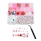 DIY Keychain Making Kits, including Glass Seed Beads & ABS Plastic & Polymer Clay Beads, Alloy Clasp, Elastic Thread, Tweezers, Pink, 3x2mm, Hole: 1.2mm