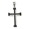 304 Stainless Steel Pendants, Cross Pendants, Black, 41x25x2.5mm, Hole: 8x5mm