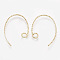 Brass Earring Hooks, Ear Wire, with Horizontal Loop, Real 18K Gold Plated, 23x16.5x1mm, Hole: 2mm