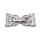 Brass Micro Pave Clear Cubic Zirconia Fold Over Clasps, Cadmium Free & Nickel Free & Lead Free, Platinum, 22mm