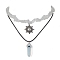 2Pcs 2 Style Opalite Bullet & Alloy Sun Pendant Necklaces Set, with Chips Beaded Chains, 12.80~17.72 inch(32.5~45cm), 1Pc/style