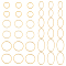 36Pcs 6 Style 304 Stainless Steel Linking Rings, Oval & Round Ring, Golden, 11.5~26x8.5~20x1mm, 6pcs/style