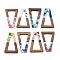 Resin and Walnut Pendants, Trapezoid, Mixed Color, 38x24.5x2.5mm, Hole: 1.8mm