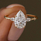 Elegant S925 Sterling Silver Pave Clear Cubic Zirconia Teardrop Finger Rings for Women, Golden, US Size 9(18.9mm)