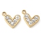 304 Stainless Steel with Rhinestone Charms, Manual Polishing, Ion Plating(IP), Heart, Golden, 9x9.5x2mm, Hole: 1.4mm