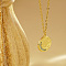Stylish Stainless Steel Flat Round with Planet Pendant Necklaces for Women's Daily Wear, Golden, 17.72 inch(45cm)