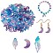 120Pcs 3 Style Glass Pendants, with Gold Foil, Moon/Crescent & Petaline & Leaf, Mixed Color, 16~34x9.5~12x3~9mm, Hole: 1~1.5mm, 40pcs/style