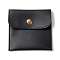 PU Imitation Leather Jewelry Storage Bags, with Golden Tone Snap Buttons, Square, Black, 7.9x8x0.75cm