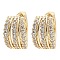 Brass with Cubic Zirconia Triple Hoop Earrings, Light Gold, 14x8.5x15.5mm